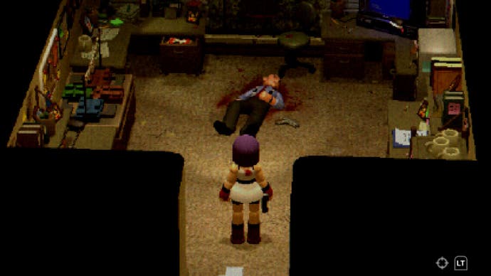 Mara starrt auf den blutigen Leichnam eines Fremden, der vor ihr auf dem Boden liegt.