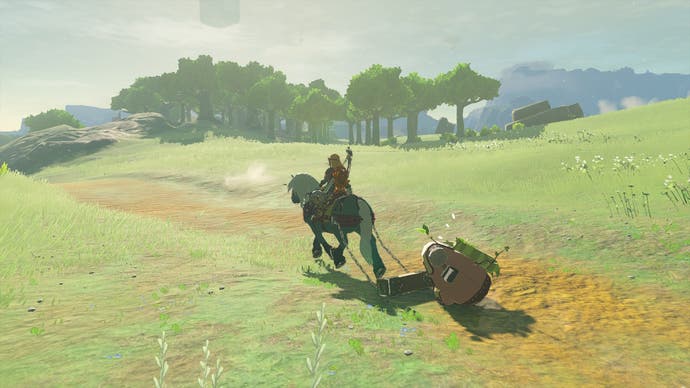 Link auf einem Pferd aus Zelda: Tears of the Kingdom.