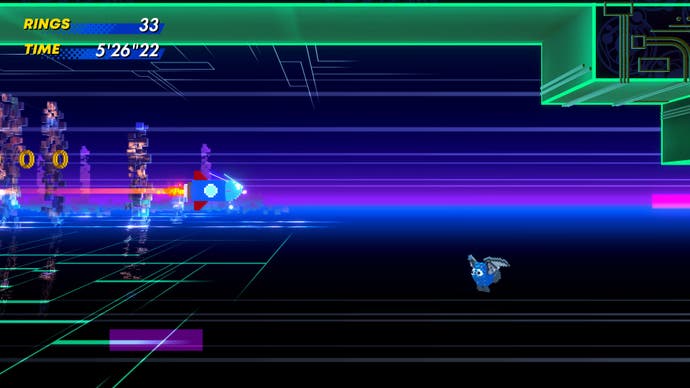 Sonic verwandelt sich in eine Rakete in der Cyber Station Zone