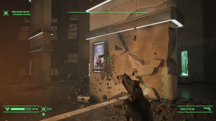 robocop: rogue city Screenshot mit explodierenden Wänden