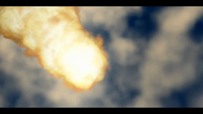 In diesem Bildschirm aus Tomb Raider Remastered rast ein Meteor durch die Atmosphäre